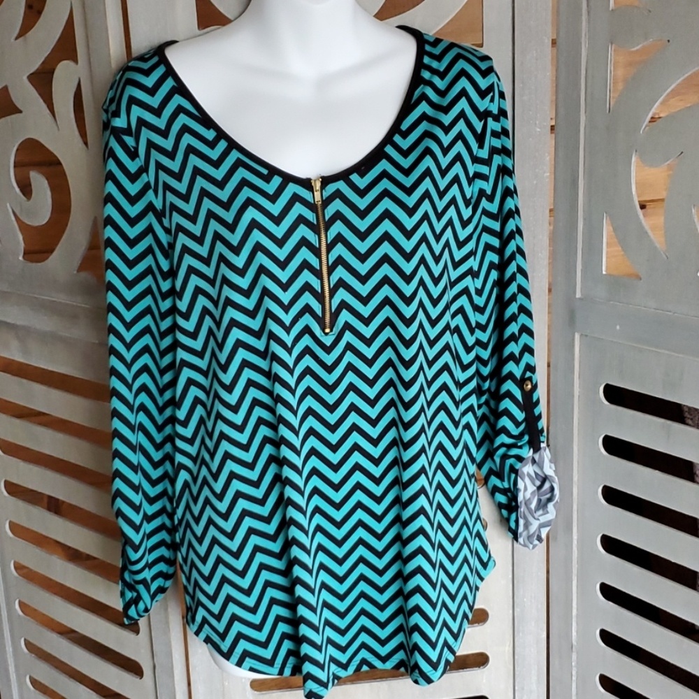 Espresso Chevron Striped Blouse